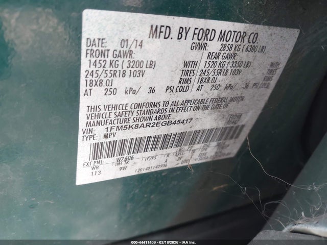 1FM5K8AR2EGB45417 Ford Utility Police Interceptor