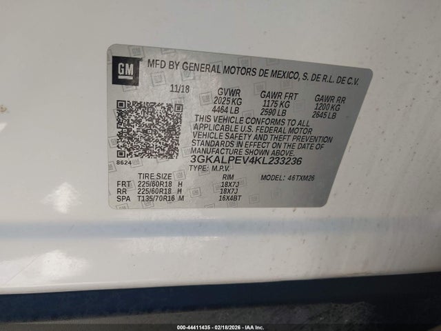 Продаж на аукціоні авто 2019 Gmc Terrain Slt, vin: 3GKALPEV4KL233236, номер лоту: 44411435