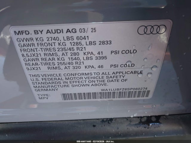 WA1LUBFZ6SP060274 Audi Q4 E-tron Premium Plus 55 Quattro