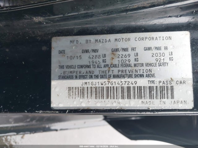 44411444 :رقم المزاد ، JM1GJ1W57G1457249 vin ، 2016 Mazda Mazda6 I Grand Touring مزاد بيع