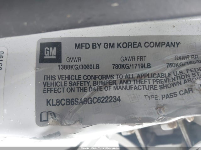 KL8CB6SA8GC622234 Chevrolet Spark Ls Cvt