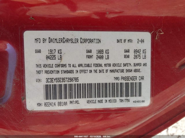 44411527 :رقم المزاد ، 3C3EY55E95T290785 vin ، 2005 Chrysler Pt Cruiser Touring مزاد بيع