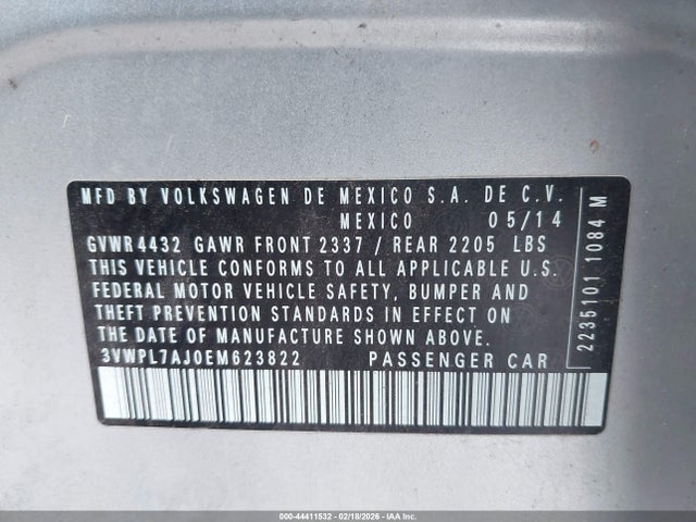 3VWPL7AJ0EM623822 Volkswagen Jetta Sportwagen 2.0l Tdi