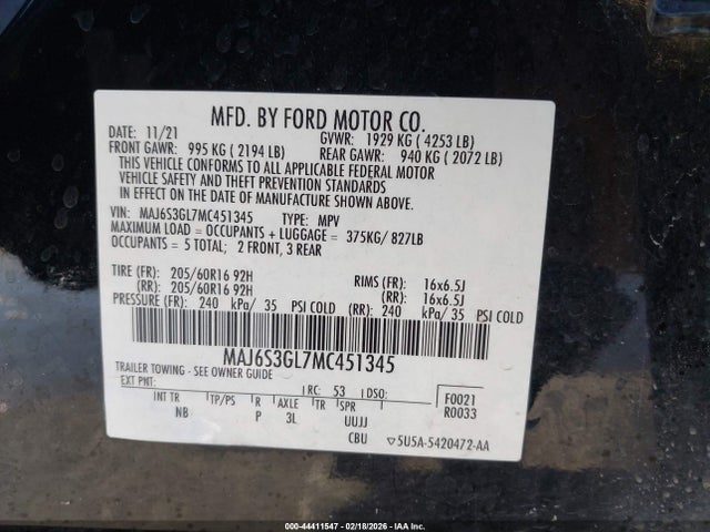 2021 FORD ECOSPORT MAJ6S3GL7MC451345 Photo 8