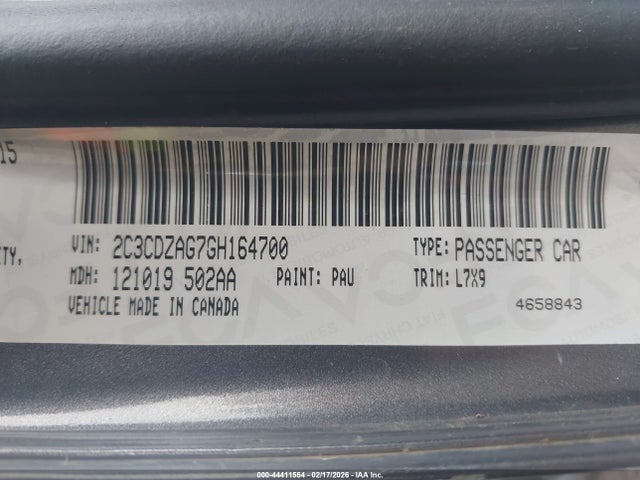 Продажа на аукционе авто 2016 Dodge Challenger Sxt, vin: 2C3CDZAG7GH164700, номер лота: 44411554
