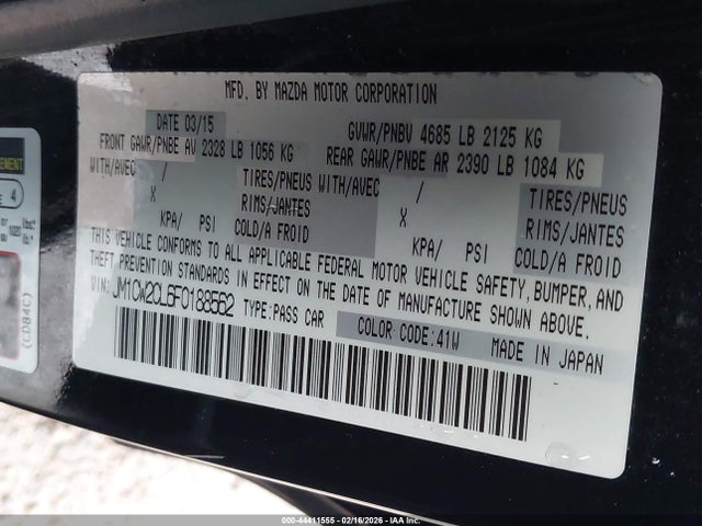 44411555 :رقم المزاد ، JM1CW2CL6F0188562 vin ، 2015 Mazda Mazda5 Touring مزاد بيع