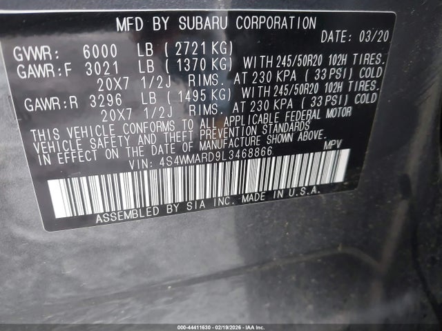 4S4WMARD9L3468866 Subaru Ascent Touring