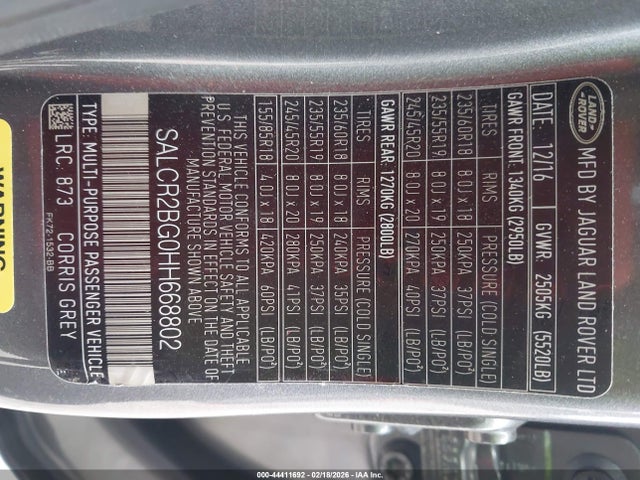 SALCR2BG0HH668802 Land Rover Discovery Sport Hse