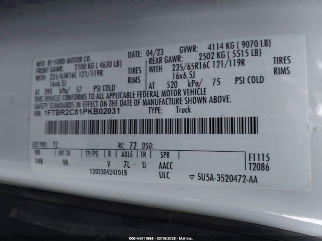 1FTBR2C81PKB02031 Ford Transit-250