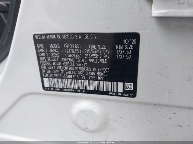 3CZRU6H35MM708139 Honda Hr-v Awd Lx