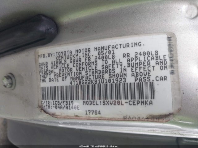 2001 TOYOTA CAMRY 4T1BG22K81U101923 Photo 8