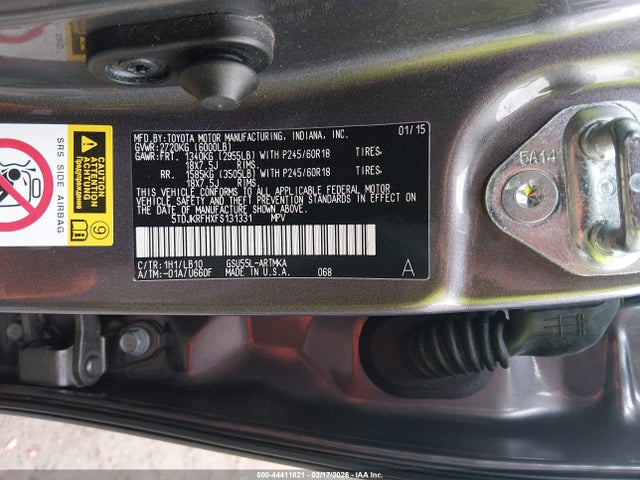 Toyota Highlander Xle V6 2015 5TDJKRFHXFS131331 Image 9