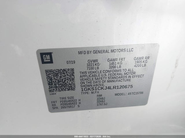 Продаж на аукціоні авто 2020 Gmc Yukon 2wd Denali, vin: 1GKS1CKJ4LR120675, номер лоту: 44411833