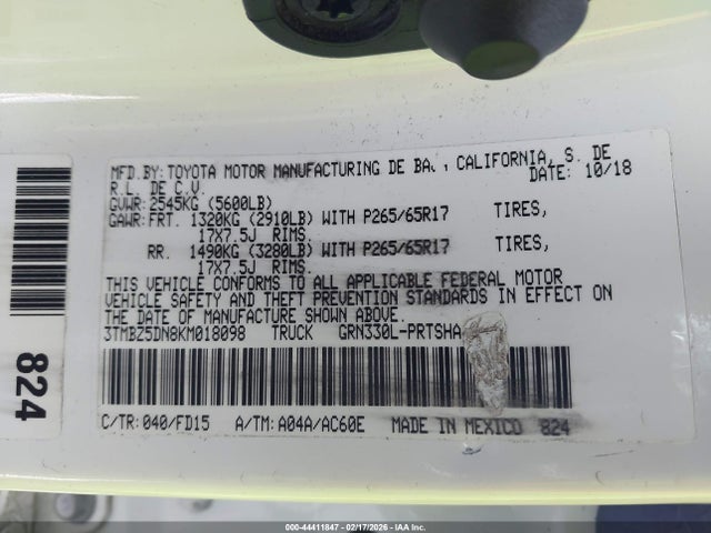 3TMBZ5DN8KM018098 Toyota Tacoma Trd Sport