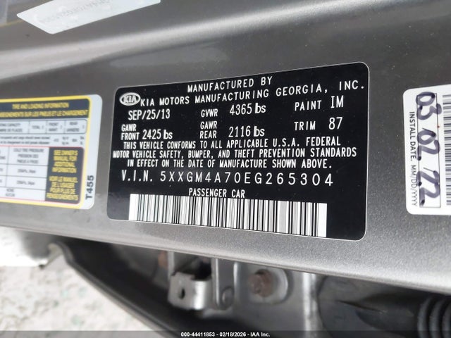 Продажа на аукционе авто 2014 Kia Optima Lx, vin: 5XXGM4A70EG265304, номер лота: 44411853