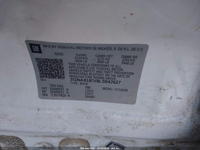2020 CHEVROLET EQUINOX 3GNAXUEV8LS642627 Photo 8