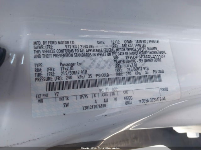 2013 FORD FOCUS 1FADP3F24DL211123 Photo 8