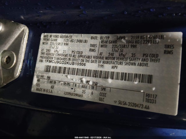 Ford ESCAPE SE 2019 1FMCU9GD2KUB10506 Image 9