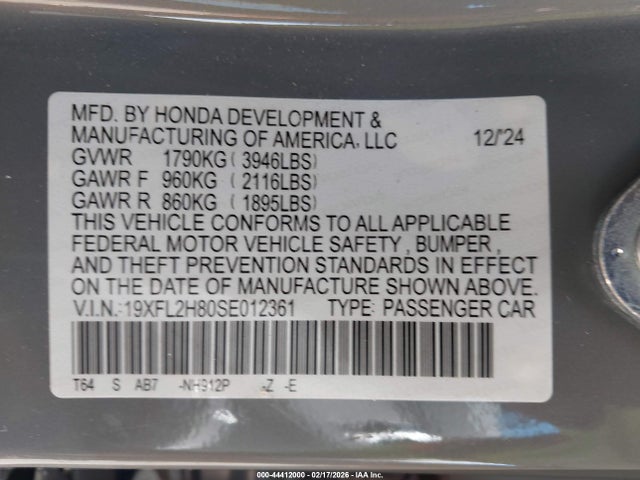 Продажа на аукционе авто 2025 Honda Civic Sedan Sport, vin: 19XFL2H80SE012361, номер лота: 44412000