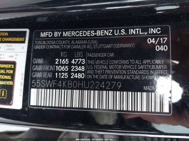55SWF4KB0HU224279 Mercedes-Benz C 300 4matic