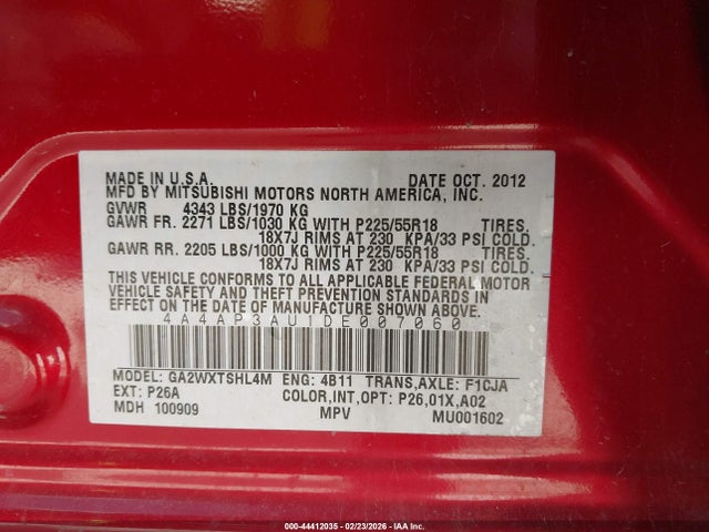 2013 MITSUBISHI OUTLANDER SPORT 4A4AP3AU1DE007060 Photo 8