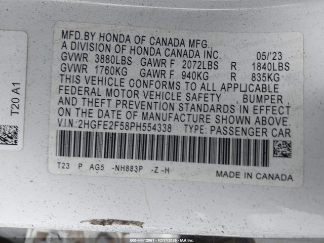 Honda Civic Sport 2023 2HGFE2F58PH554338 Image 9