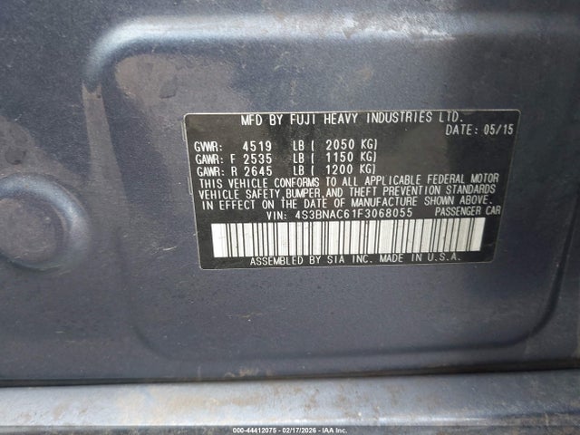 Subaru Legacy 2.5i Premium 2015 4S3BNAC61F3068055 Image 9