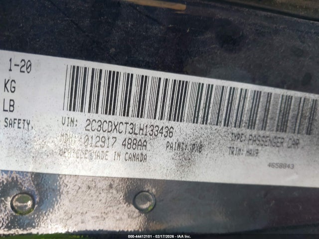 Продажа на аукционе авто 2020 Dodge Charger R/t Rwd, vin: 2C3CDXCT3LH133436, номер лота: 44412101