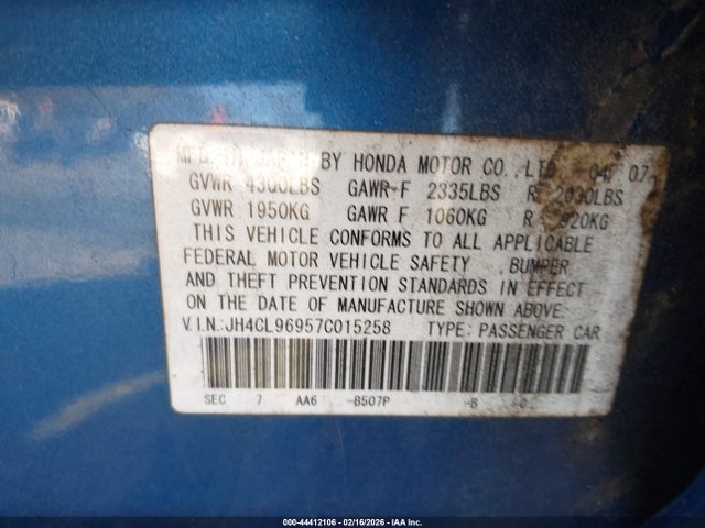 2007 ACURA TSX JH4CL96957C015258 Photo 8