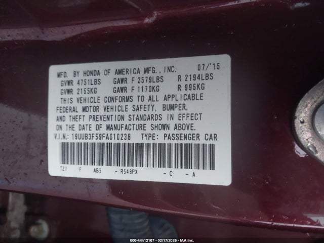 Aukcja sprzedaży 2015 Acura Tlx V6 Tech, vin: 19UUB3F59FA010238, numer aukcji: 44412107