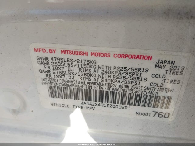 2014 MITSUBISHI OUTLANDER JA4AZ3A31EZ003801 Photo 8