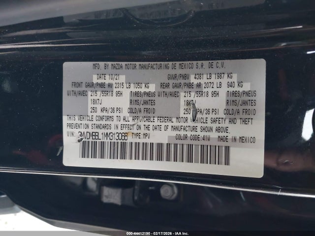 2021 Mazda Cx-30 Select მანქანა იყიდება აუქციონზე, vin: 3MVDMBBL1MM313066, აუქციონის ნომერი: 44412190