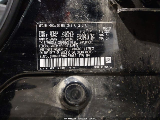3CZRU6H15MM755959 Honda Hr-v Awd Sport
