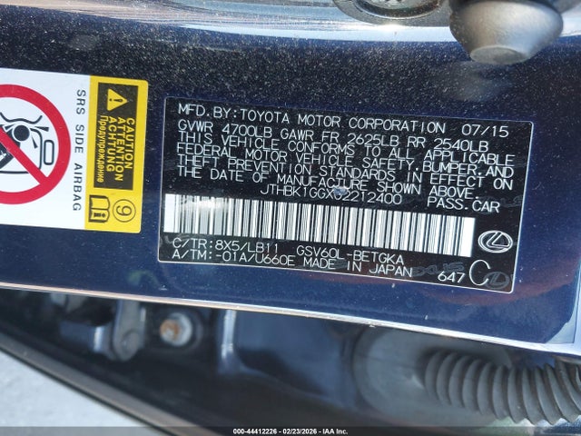 Продаж на аукціоні авто 2016 Lexus Es 350, vin: JTHBK1GGXG2212400, номер лоту: 44412226