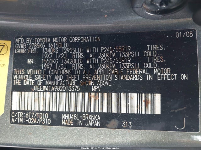 2008 TOYOTA HIGHLANDER HYBRID JTEEW41A982013375 Photo 8