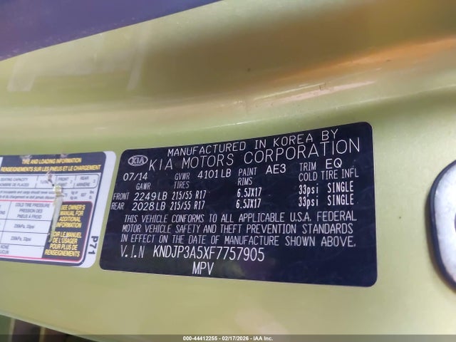 KIA SOUL + 2015 KNDJP3A5XF7757905 Image 9