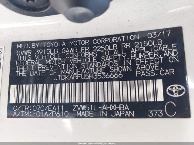Toyota Prius Three Touring 2017 JTDKARFU5H3536666 Image 9