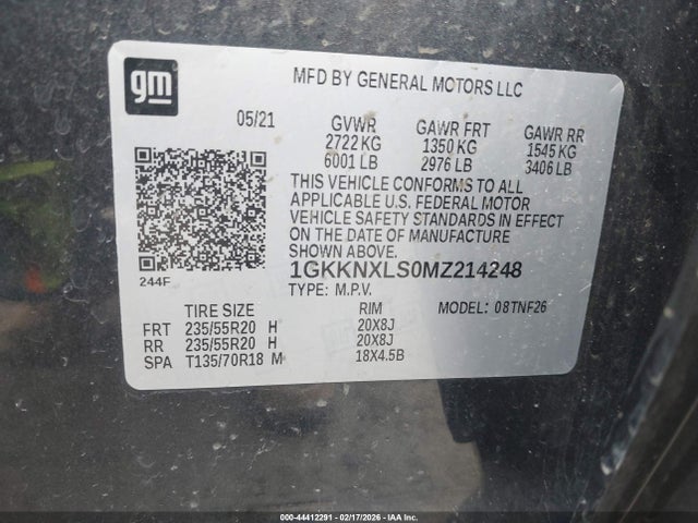Aukcja sprzedaży 2021 Gmc Acadia Awd Denali, vin: 1GKKNXLS0MZ214248, numer aukcji: 44412291