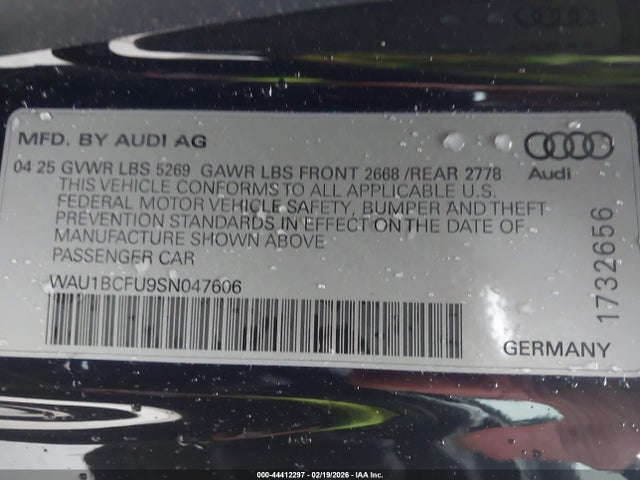 WAU1BCFU9SN047606 Audi All-new A5 Premium Tfsi Quattro S Tronic