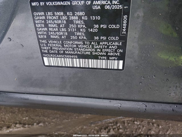 Aukcja sprzedaży 2025 Volkswagen Atlas 2.0t Se, vin: 1V2LR2CA8SC569455, numer aukcji: 44412323