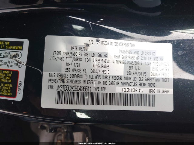 Aukcja sprzedaży 2014 Mazda Cx-9 Touring, vin: JM3TB3CV0E0426611, numer aukcji: 44412330