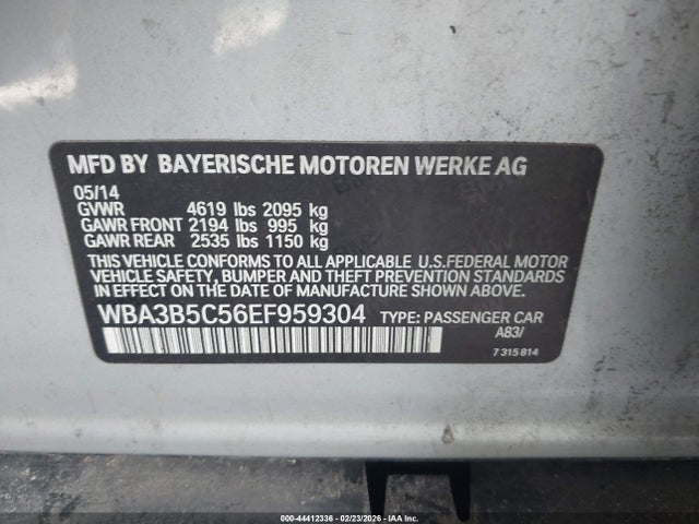 Продажа на аукционе авто 2014 Bmw 328i Xdrive, vin: WBA3B5C56EF959304, номер лота: 44412336