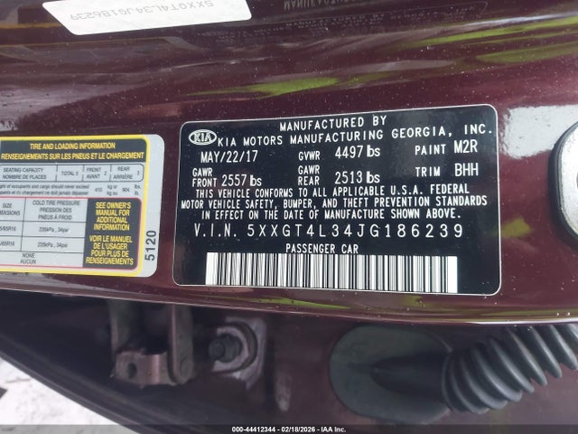 2018 Kia Optima Lx მანქანა იყიდება აუქციონზე, vin: 5XXGT4L34JG186239, აუქციონის ნომერი: 44412344