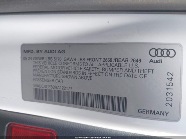 2024 AUDI S5 SPORTBACK WAUC4CF58RA122177 Photo 8