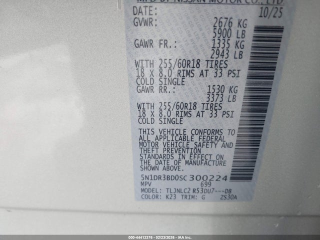 Nissan Pathfinder Sv 4wd 2025 5N1DR3BD0SC300224 Image 9