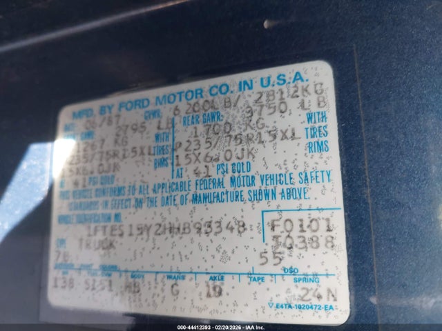 Aukcja sprzedaży 1987 Ford Econoline E150 Super Duty Van, vin: 1FTES15Y2HHB93348, numer aukcji: 44412393