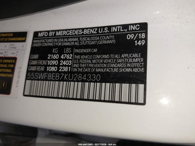 Продажа на аукционе авто 2019 Mercedes-benz C 300 4matic, vin: 55SWF8EB7KU284330, номер лота: 44412461