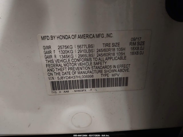 Продажа на аукционе авто 2017 Acura Mdx, vin: 5J8YD4H37HL006998, номер лота: 44412464