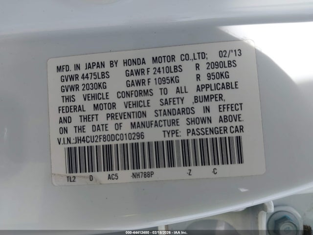 Aukcja sprzedaży 2013 Acura Tsx 2.4, vin: JH4CU2F80DC010296, numer aukcji: 44412480