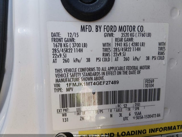 1FMJK1MT4GEF27489 Ford Expedition El Platinum